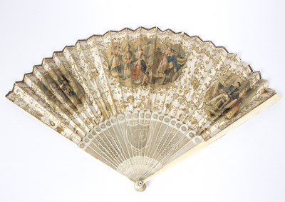 Lot 1046 - A 19th Century fan with bone brise© sticks,...