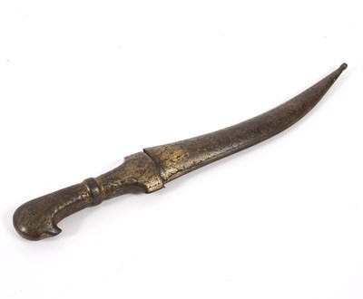 Lot 1076 - A Persian dagger, the handle with birds head...