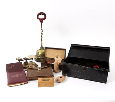 Lot 1084 - A brass door porter and a quantity of sundries