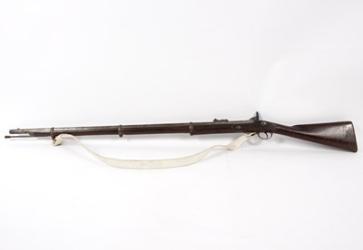 Lot 1087 - A muzzle loading musket with steel barrel and...