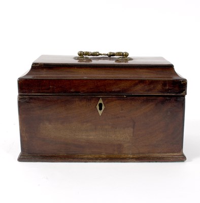 Lot 1106 - A George III mahogany tea caddy, the cover...