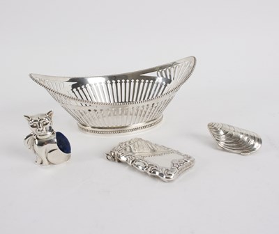 Lot 1 - A Dutch silver bowl of navette shape with...