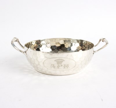 Lot 2 - A German silver two-handled bowl with initials...