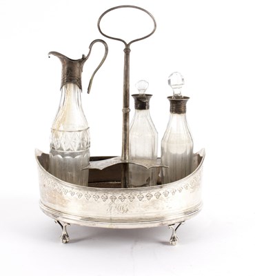 Lot 54 - A George III boat-shaped cruet stand, Robert...