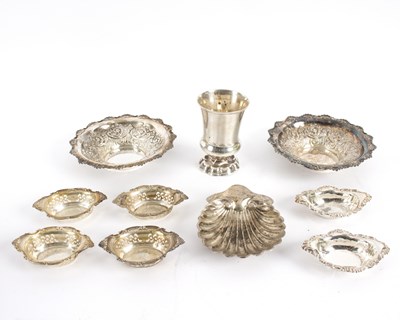 Lot 59 - A pair of circular silver bonbon dishes,...