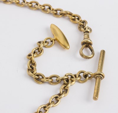 Lot 116 - A gold watch chain with T-bar and torpedo...