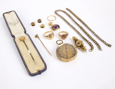 Lot 119 - An 18k gold cased open-faced pocket watch, an...