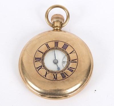 Lot 143 - A 9ct gold cased half-hunter pocket watch, the...