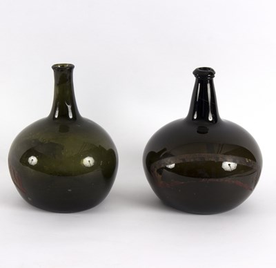 Lot 162 - A large 18th Century flecked glass wine bottle...