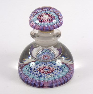 Lot 163 - A millefiori inkwell and stopper, floral cane...