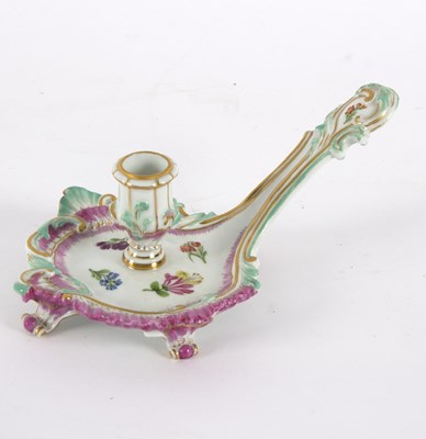 Lot 172 - A Meissen porcelain chamber candlestick, circa...