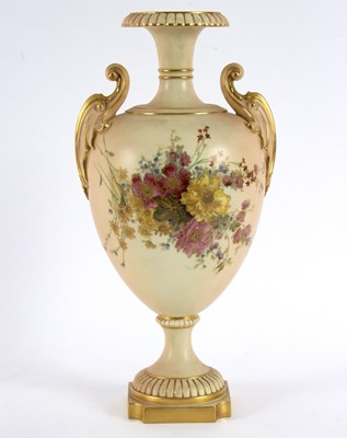 Lot 188 - A Royal Worcester blush ivory oviform pedestal...