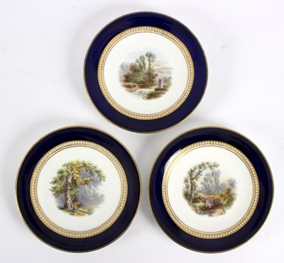 Lot 209 - Three Chamberlains Worcester cabinet plates,...