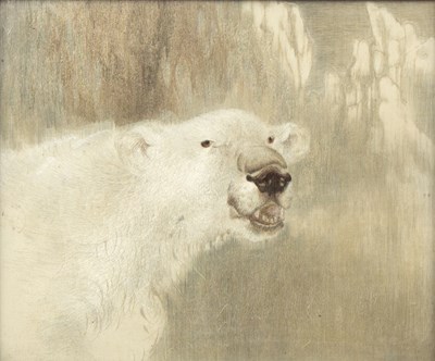 Lot 223 - A Japanese silk work picture of a polar bear,...