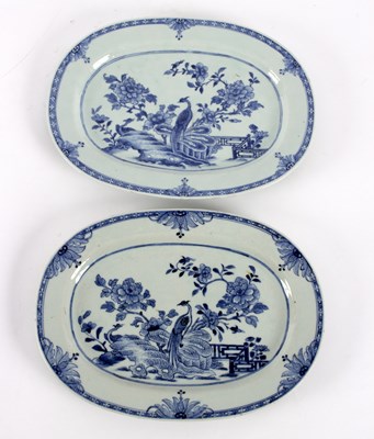 Lot 234 - Two Chinese export blue and white oval plates...