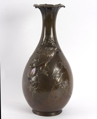 Lot 240 - A large Japanese bronze vase of baluster form...