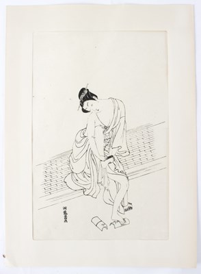 Lot 248 - Japanese School/The Boudoir/wood block print,...