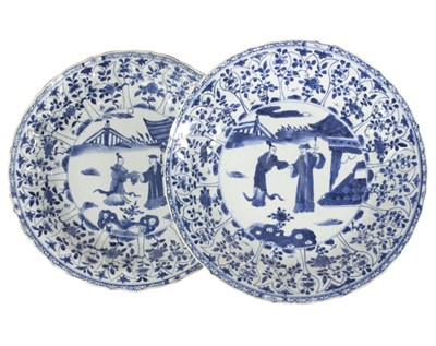 Lot 255 - A pair of Chinese blue and white porcelain...