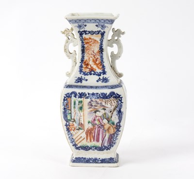 Lot 270 - A Chinese twin-handled vase of square baluster...