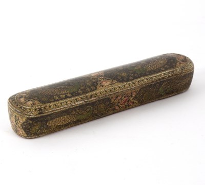 Lot 278 - A Persian Qajar pen box, with pen and inkwork...