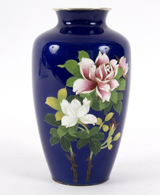 Lot 279 - A Japanese blue ground cloisonne vase...