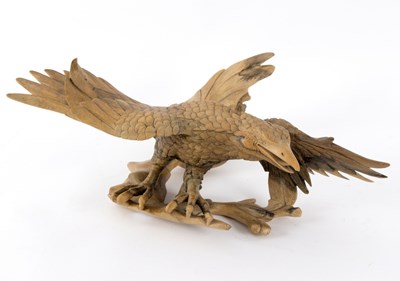 Lot 282 - A root carving of an eagle, with outstretched...