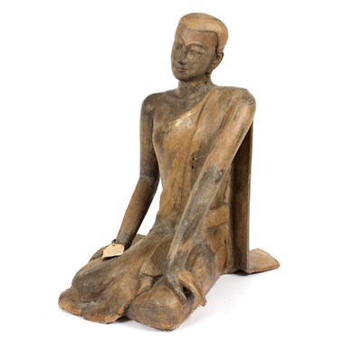 Lot 295 - An 18th century Siamese carved wood Buddha,...