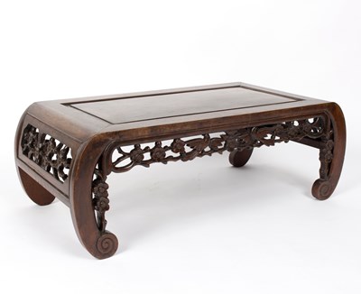 Lot 296 - A rectangular opium table with rounded ends,...