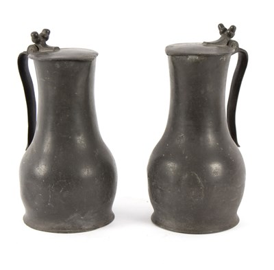 Lot 329 - Two pewter tappit-hens of baluster form with...