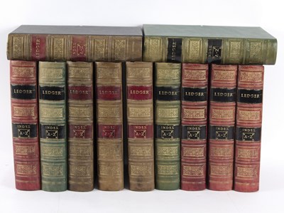 Lot 344 - A set of eight library filing boxes, each in...