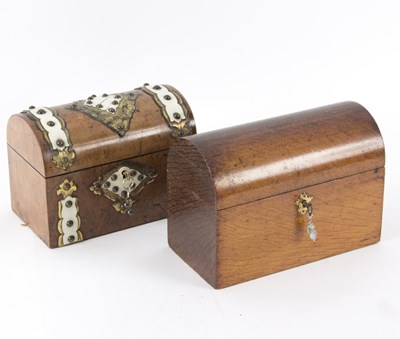 Lot 351 - A Victorian brass and ivory dome top box and...