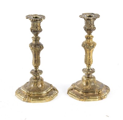 Lot 362 - A pair of ormolu candlesticks of Louis XVI...