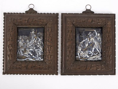 Lot 382 - A pair of Limoges enamel plaques in the manner...