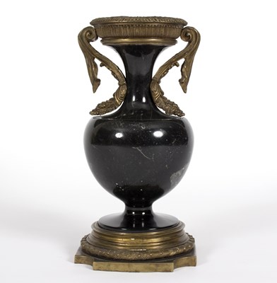 Lot 384 - A marble vase with bronzed metal mounts,...