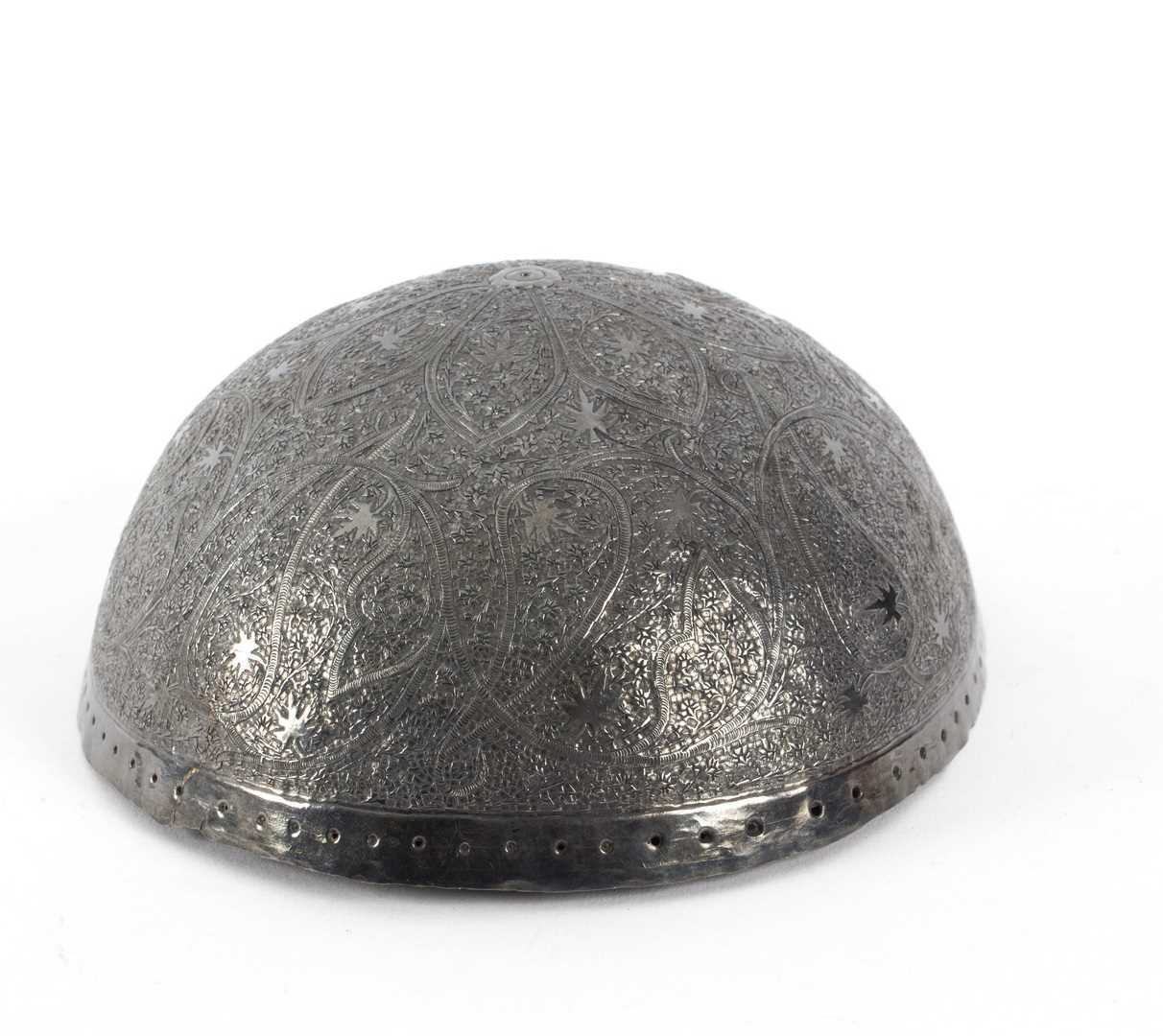 Lot 416 - A Mughal skull cap with central engraved star...