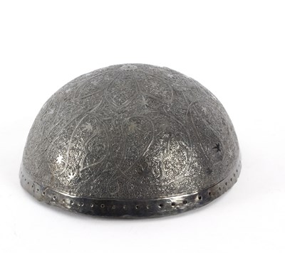 Lot 416 - A Mughal skull cap with central engraved star...