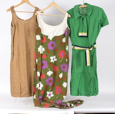 Lot 424 - A green linen vintage dress, by Donna Gay,...