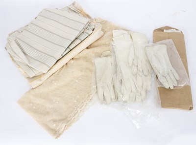 Lot 428 - A quantity of kid leather gloves, a cream...