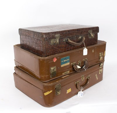 Lot 437 - A brown crocodile leather suitcase, Alexander...