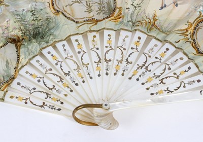 Lot 445 - A late 19th Century fan, the applied paper...