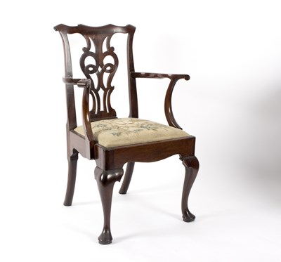 Lot 576 - A George III mahogany armchair with pierced...