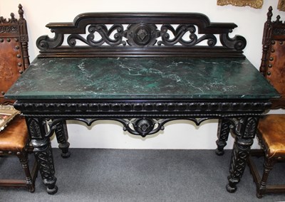 Lot 586 - A late Victorian ebonised console table with...