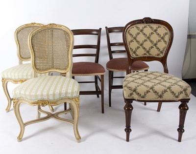 Lot 593 - A pair of Louis XVI style side chairs, a pair...