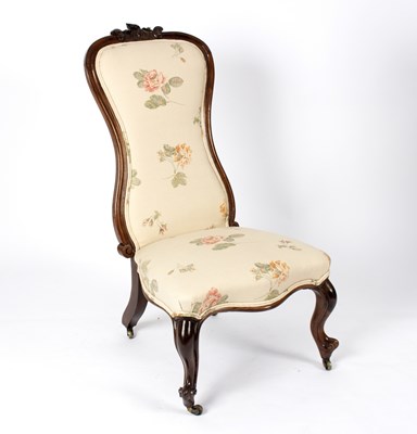 Lot 636 - A Victorian rosewood chair with upholstered...