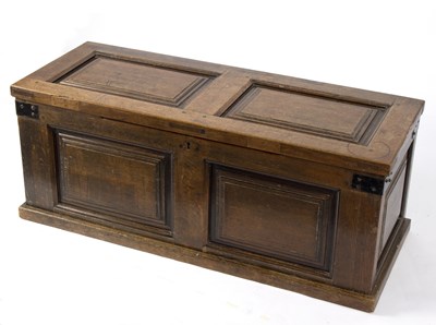 Lot 683 - A late 18th Century oak chest with hinged...