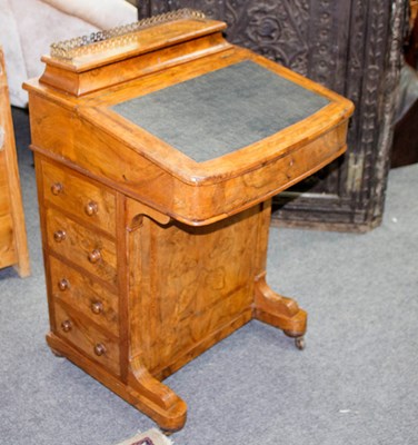 Lot 685 - A Victorian walnut Davenport, with stationery...