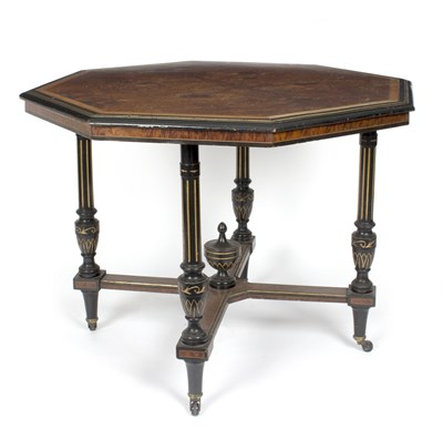 Lot 691 - An Edwardian octagonal table, with amboyna...