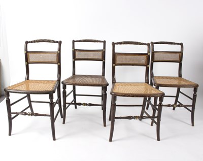 Lot 701 - Four Regency rope-back dining chairs, with...