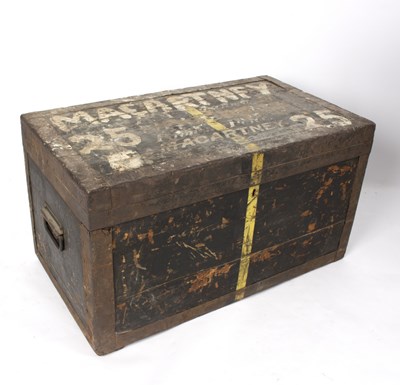 Lot 706 - A wooden zinc bound trunk, 81cm wide and a...