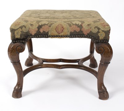 Lot 749 - A George II style walnut framed stool, the...